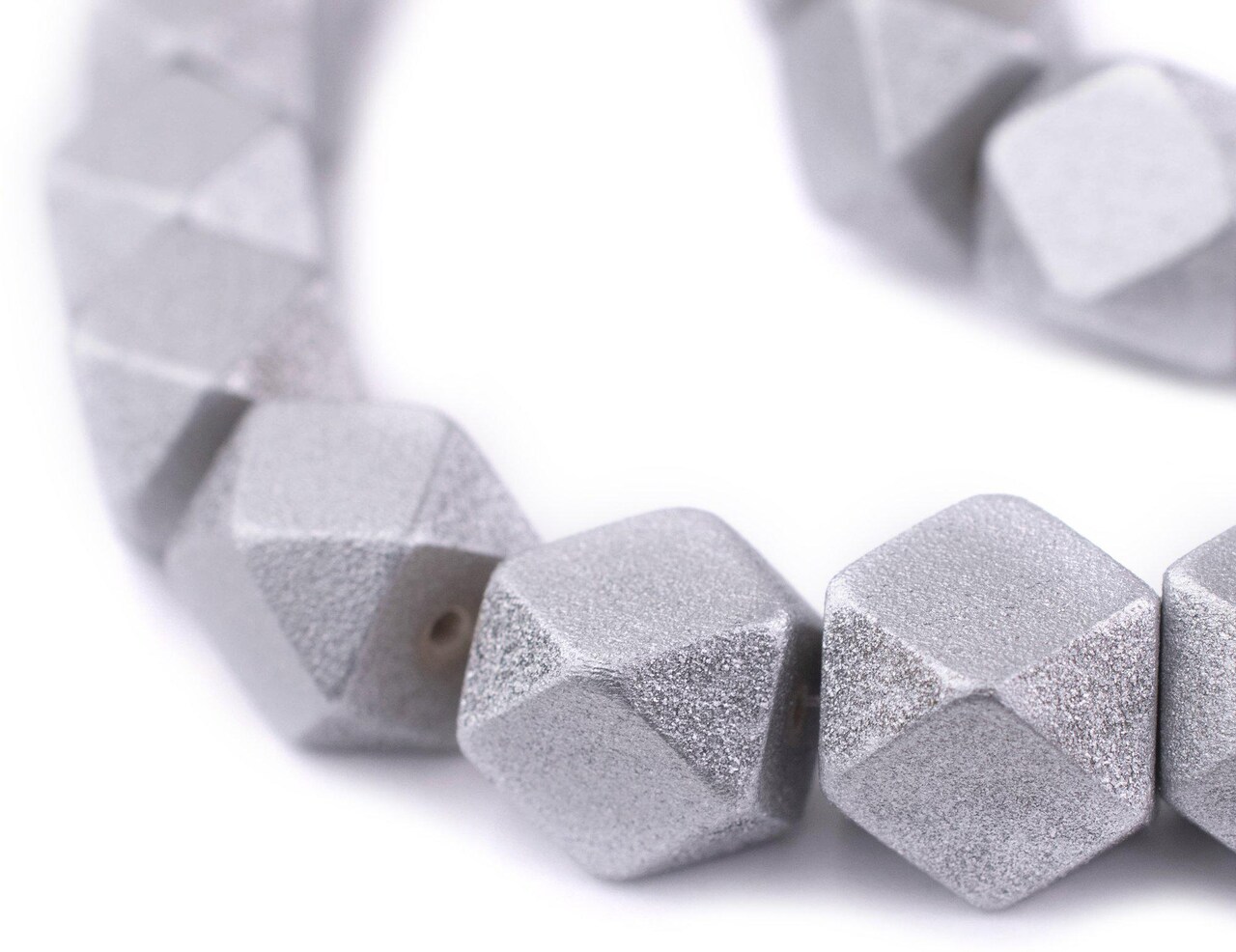 The Bead Chest Silver Cornerless Cube Wood Beads: 15mm Diamond Cut Natural Organic Beads for Jewelry Making